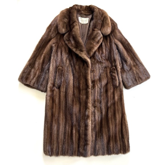 Vintage Jackets & Blazers - Vintage Genuine Brown Lunaraine Mink Fur Long Coat